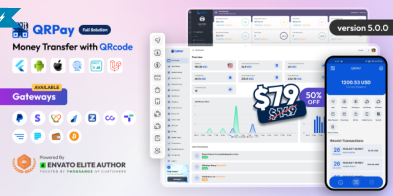 QRPay v5.0.0 – Money Transfer with QR Code Full Solution – nulled