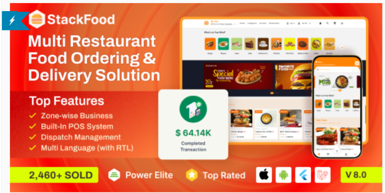 StackFood v8.0 – Multi Restaurant Food Delivery App with Laravel Admin and Restaurant Panel – nulled